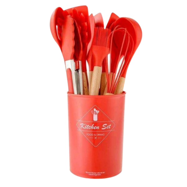 12-Piece Heat-Resistant Silicone Kitchen Utensils Set for Non-Stick Cooking (Assorted Colors)