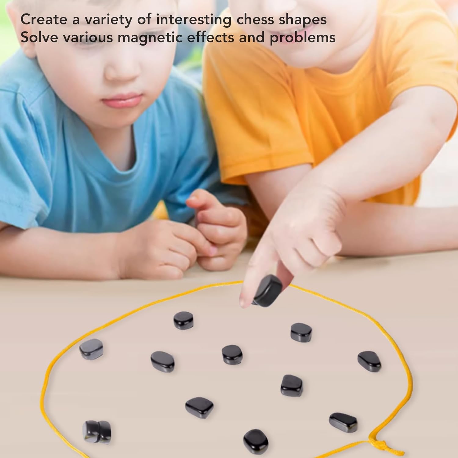 18-Piece Magnetic Chess Game: Entertaining Tabletop Magnet Game Set with Strings and Stones, Enhances Logical Thinking