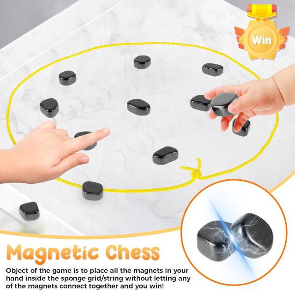 18-Piece Magnetic Chess Game: Entertaining Tabletop Magnet Game Set with Strings and Stones, Enhances Logical Thinking