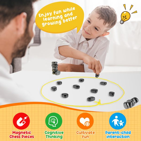 18-Piece Magnetic Chess Game: Entertaining Tabletop Magnet Game Set with Strings and Stones, Enhances Logical Thinking