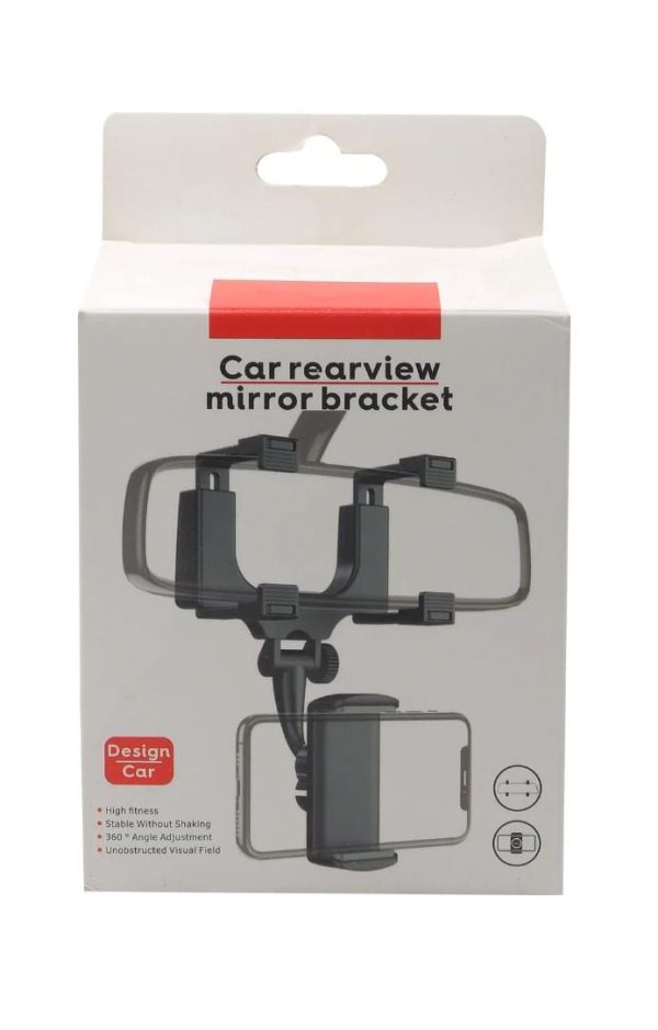 Car Rearview Mirror Mount Mobile Phone Stand Bracket Holder with 360-Degree Rotation