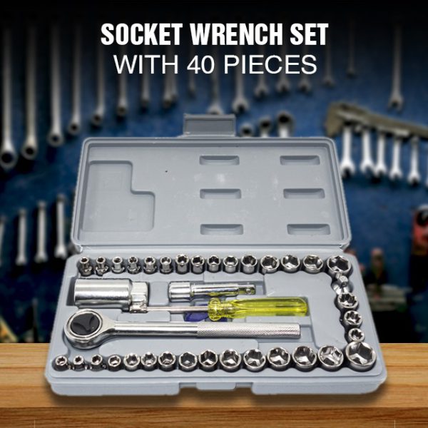 40-Piece Aiwa Socket Wrench Tool Kit with Screwdriver and Socket Set