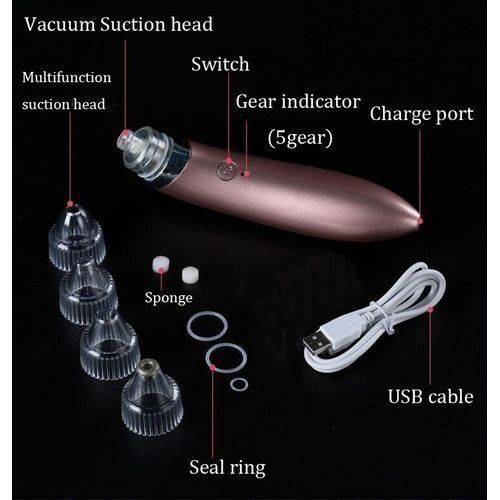 Electric Blackhead Vacuum Cleaner with 4 Replacement Heads for Pore Care (Random Color)