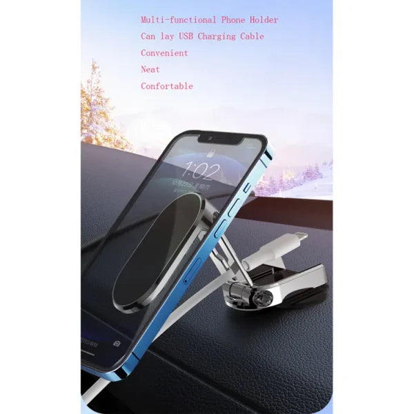 Folding Car Mobile Phone Bracket with Strong Magnetic Suction, 360° Rotating, Adjustable Height, Air Outlet Navigation Holder