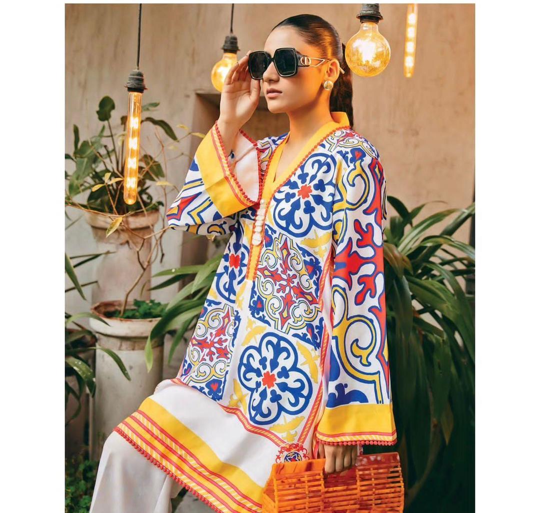 Printed Khaddar Shirt & Trouser Set – Stitched 2-Piece for Women