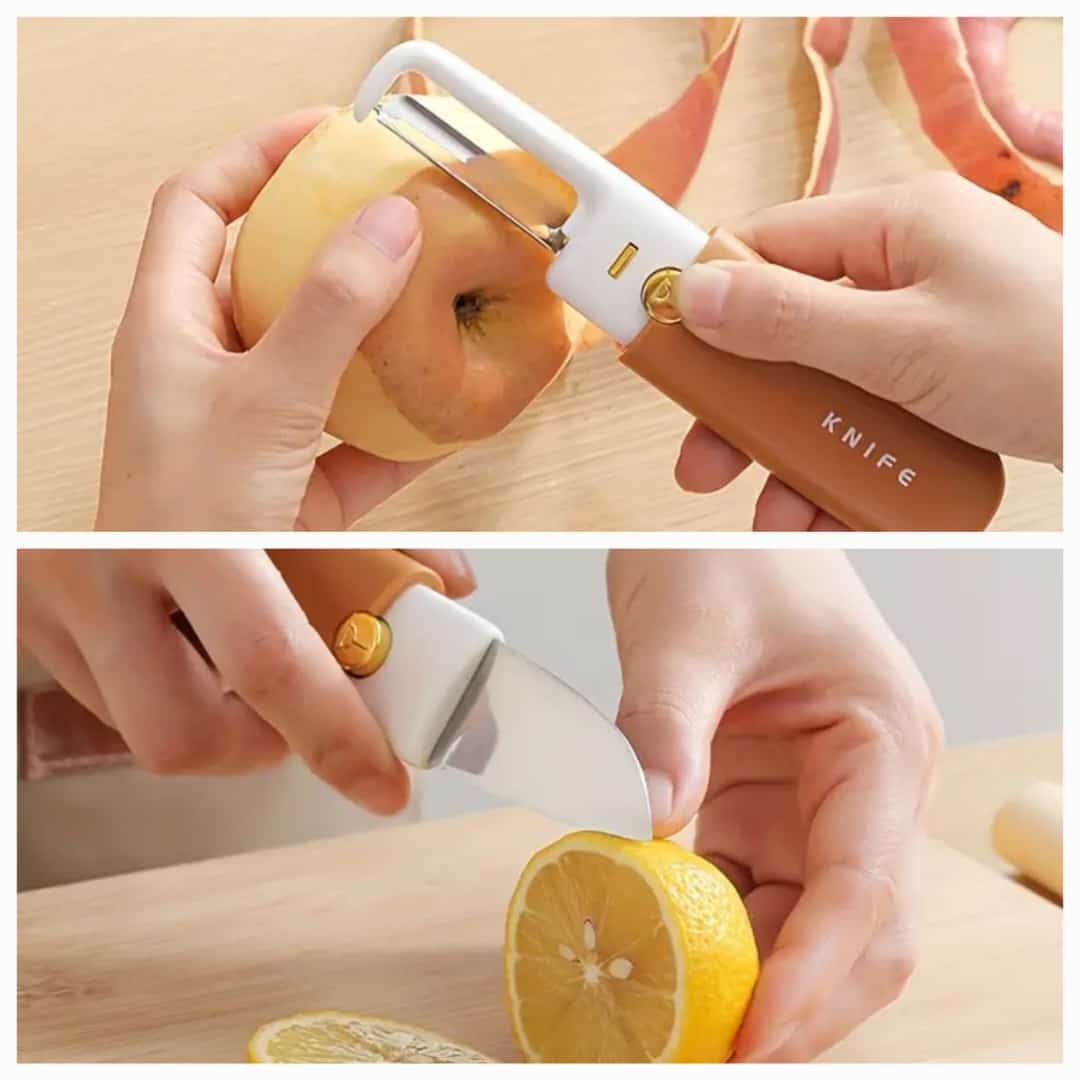 2-in-1 Stainless Steel Fruit Cutting Knife and Peeler (Random Color) Buy N' Buzz