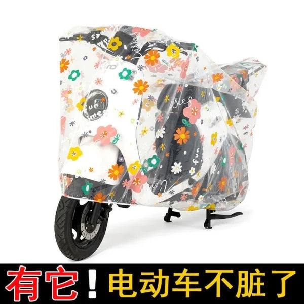 All-Season Waterproof Motorcycle Protective Cover with Transparent Shell - Universal Electric Scooter Shelter for Snow, Rain, and Dirt Protection