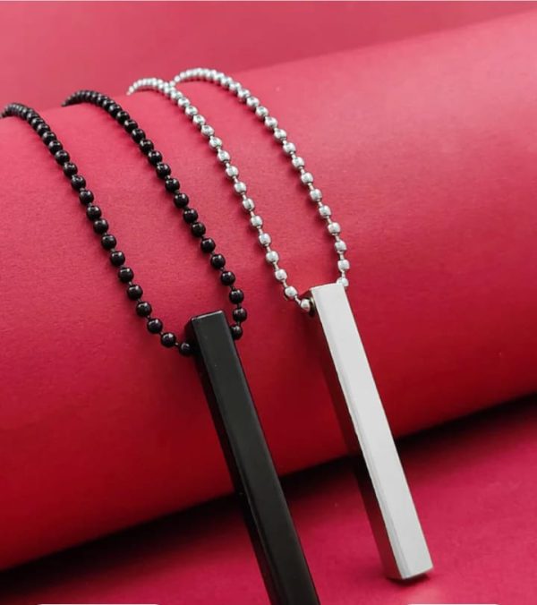 Set of 2 Stainless Steel Bar Necklaces for Boys