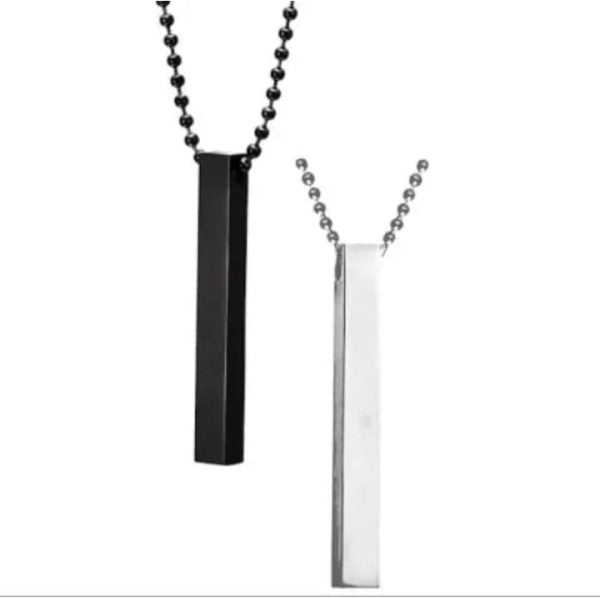 Set of 2 Stainless Steel Bar Necklaces for Boys