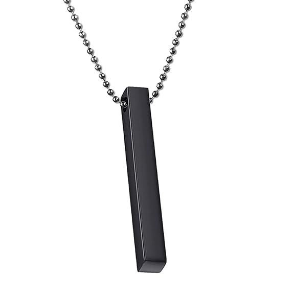 Set of 2 Stainless Steel Bar Necklaces for Boys