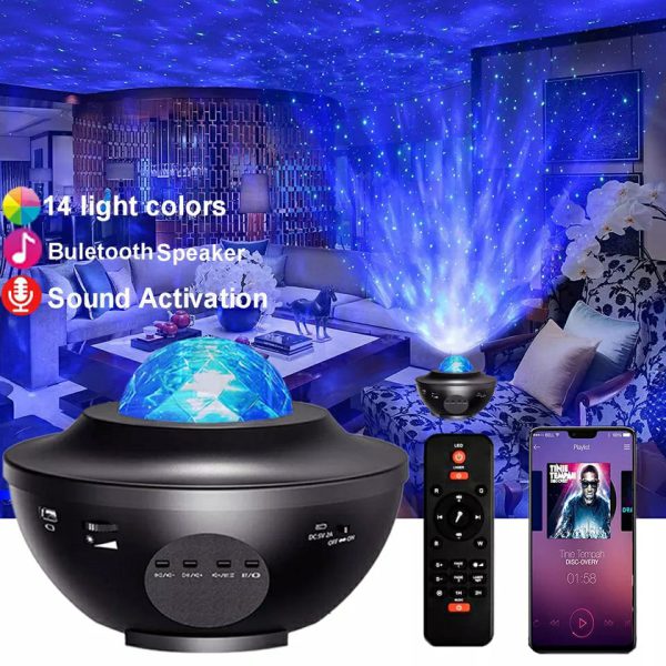 Bluetooth USB Music Player Starry Sky Galaxy Projector Nightlight for Children - Colorful Star Night Light with Remote Control - Romantic Projection Lamp Gift