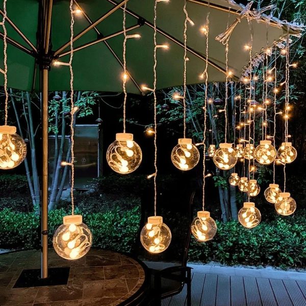 138 LED Curtain Fairy Lights for Holiday Decor, Christmas, Outdoor Garden, Wedding Party, Navidad Decoration