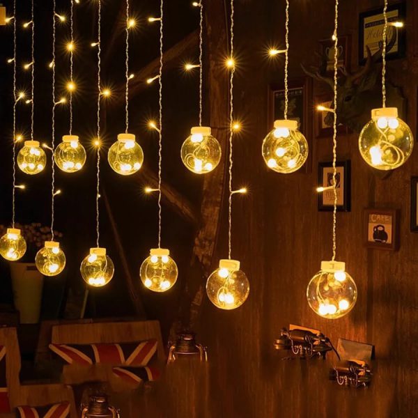 138 LED Curtain Fairy Lights for Holiday Decor, Christmas, Outdoor Garden, Wedding Party, Navidad Decoration