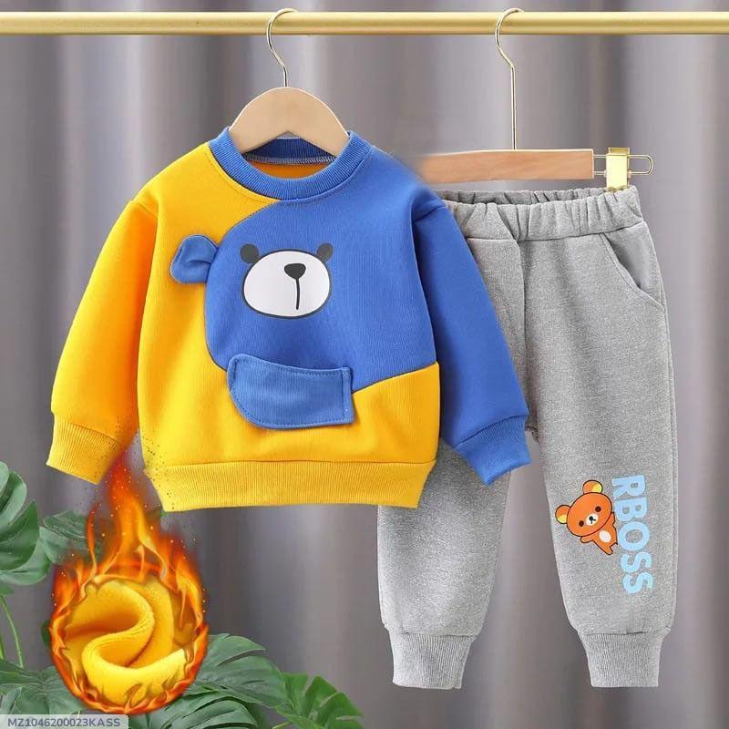 Fleece Printed Sweatshirt Tracksuit, front view showing comfortable fleece fabric and printed design - Buy N Buzz