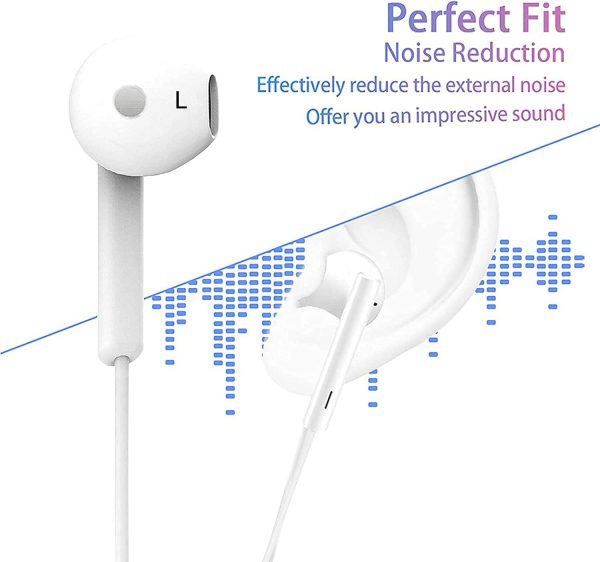 Handsfree Earphones with Mic for PUBG Gaming - Deep Bass Sound - Ideal for Streaming, Movies, and Classes - Universal 3.5mm Jack (White)