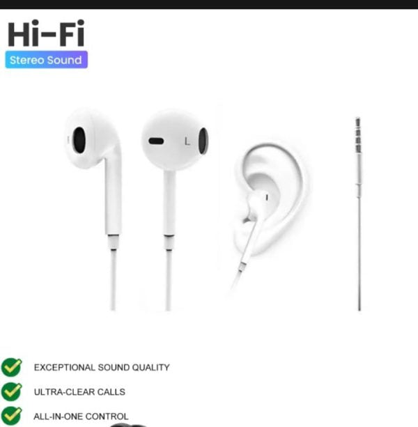 Handsfree Earphones with Mic for PUBG Gaming - Deep Bass Sound - Ideal for Streaming, Movies, and Classes - Universal 3.5mm Jack (White)