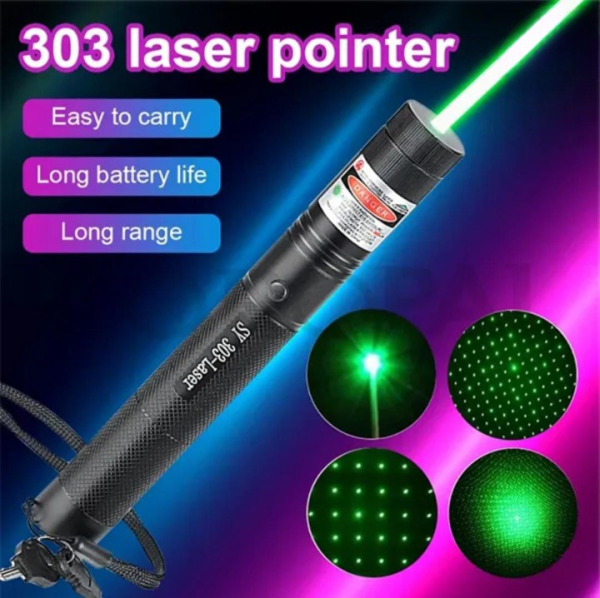 Laser 303 200mW Professional Blue Laser Pointer Kit with 18650 Battery & Charger - Black Buy N' Buzz