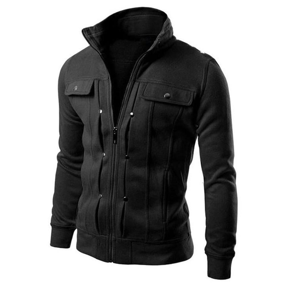 Men's Fleece Plain Jacket front view, showcasing soft and cozy fabric