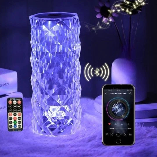 Bluetooth Speaker Crystal Lamp with Remote Control, Projector Rose Desk Lamps Buy N' Buzz