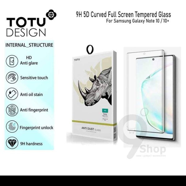 5D Anti-Fingerprint Tempered Glass Screen Protector for Samsung Galaxy Note 10 -TOTU Design 9H Hardness, Bubble-Free Installation, Full Protection