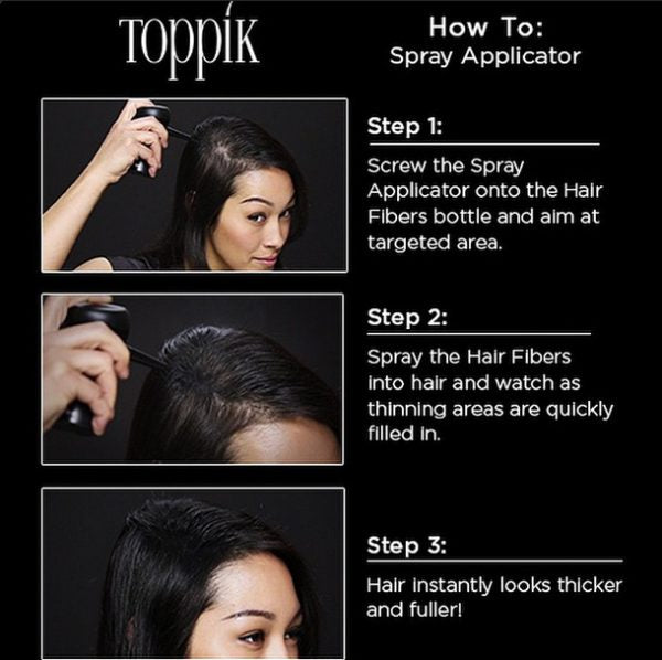 Toppik Bundle: 3-Pack with 27.5gm Fiber, Toppik Hair Comb, and Applicator – Black/Dark Brown