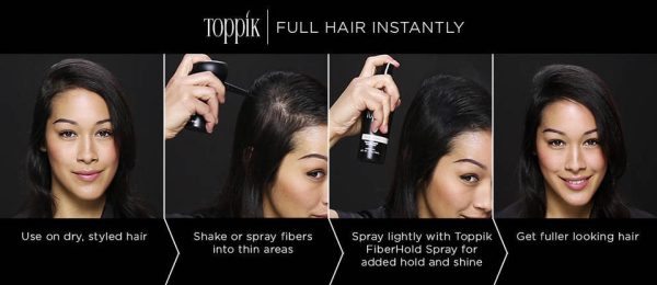 Toppik Bundle: 3-Pack with 27.5gm Fiber, Toppik Hair Comb, and Applicator – Black/Dark Brown