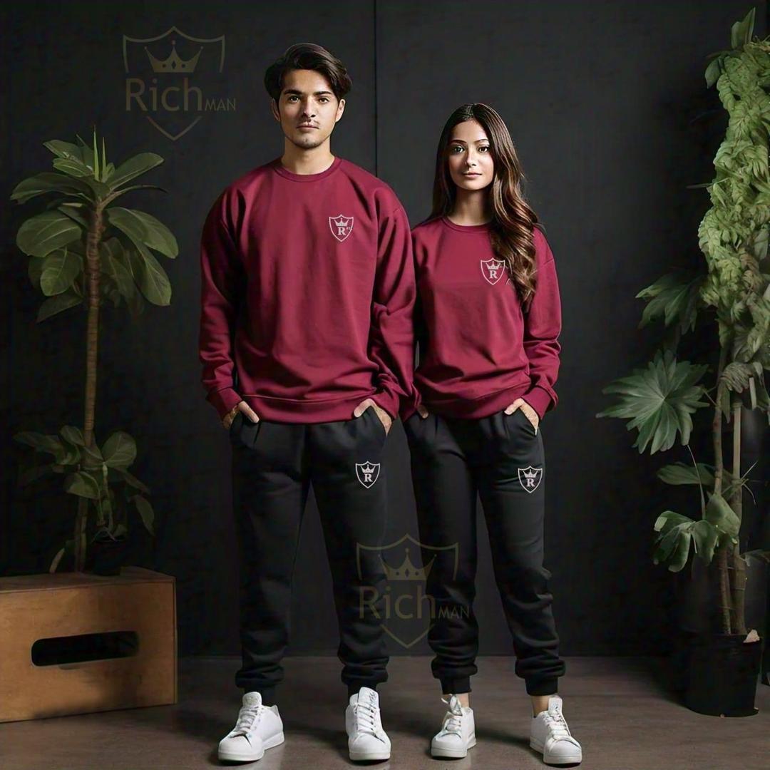 Unisex Fleece Plain 2-Piece Tracksuit